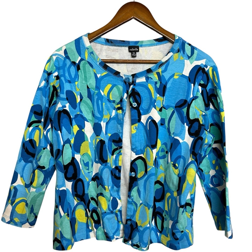 Rafaella Artsy Cardigan Blue Size XL